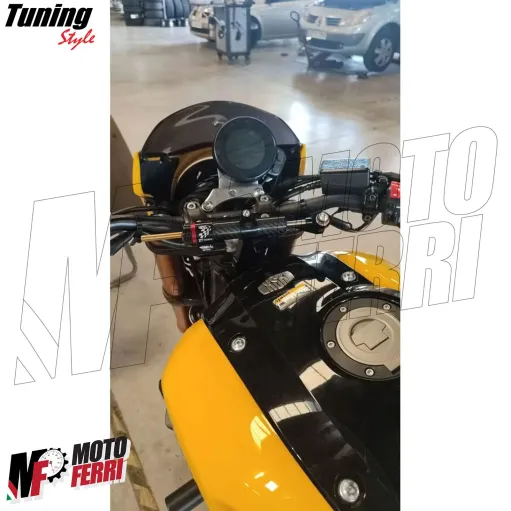 MF7696 Ammortizzatore di Sterzo Regolabile Universale Moto Carbon Look 250mm