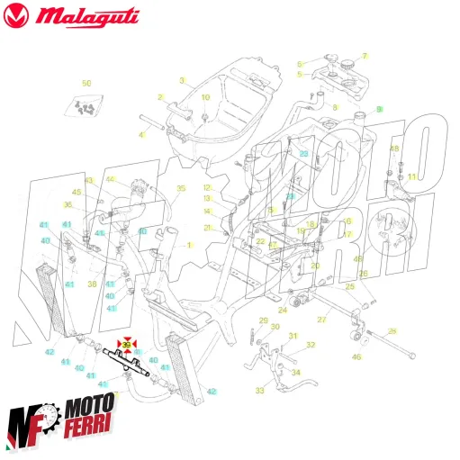 MF7721 Tubo Ritorno Acqua Radiatore Originale Malauti F12 Phantom 1994 - 2006