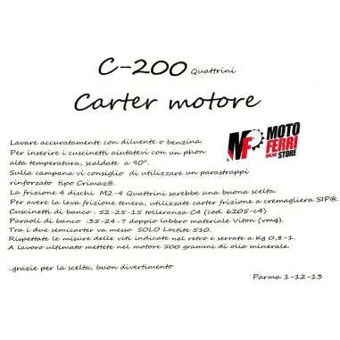 MF1214 CARTER MOTORE QUATTRINI C200 VESPA 50 SPECIAL 125 SMALLFRAME M 200 CC