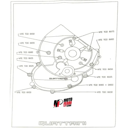 MF1214 CARTER MOTORE QUATTRINI C200 VESPA 50 SPECIAL 125 SMALLFRAME M 200 CC
