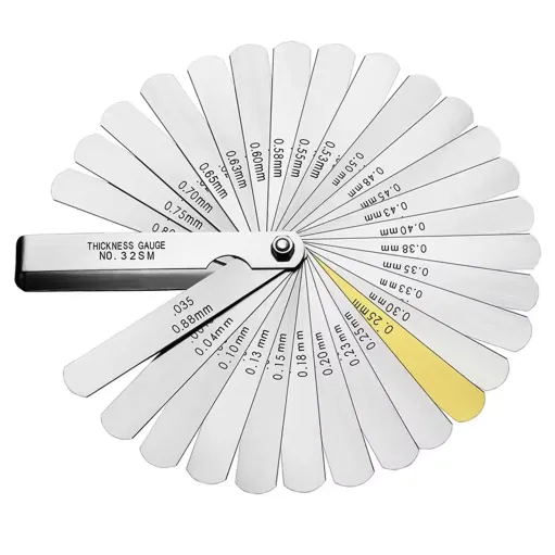 MF7752 Spessimetro 32 Lame in Acciaio Valvole Misurazione Spessore 0.04/0.88 mm