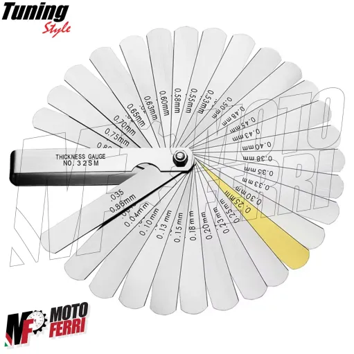 MF7752 Spessimetro 32 Lame in Acciaio Valvole Misurazione Spessore 0.04/0.88 mm