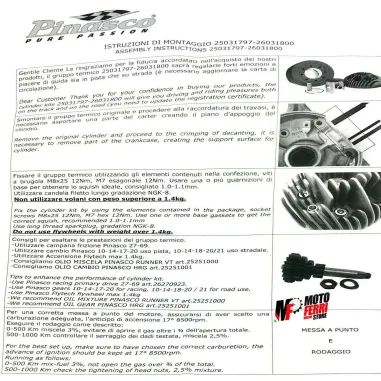 MF1246 KIT CILINDRO PINASCO ZUERA 57,5x51 A 5 TRAVASI 135 CC VESPA SMALL FRAME