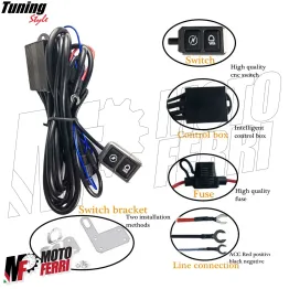 MF7797 Faretti Fari Supplementari Led + Tasto Universali Moto Enduro per barre 2