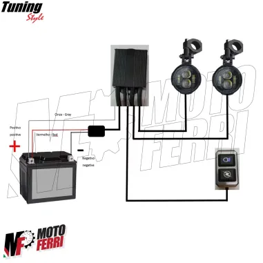 MF7797 Faretti Fari Supplementari Led + Tasto Universali Moto Enduro per barre