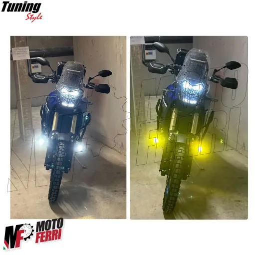 MF7797 Faretti Fari Supplementari Led + Tasto Universali Moto Enduro per barre