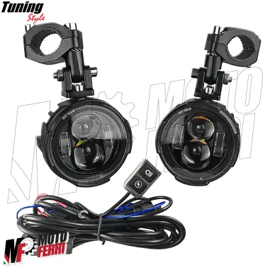 MF7797 Faretti Fari Supplementari Led + Tasto Universali Moto Enduro per barre