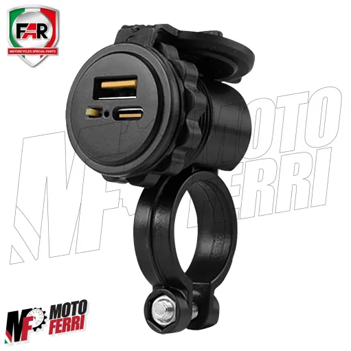 MF7803 Moto Presa USB + USB C Connettore Impermeabile da Manubrio / Specchietto