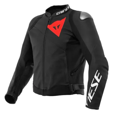MF7812 Giacca Dainese in Pelle Moto Sportiva Leather Jacket Nero Logo Rosso