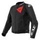 MF7812 Giacca Dainese in Pelle Moto Sportiva Leather Jacket Nero Logo Rosso