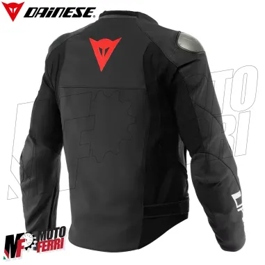 MF7812 Giacca Dainese in Pelle Moto Sportiva Leather Jacket Nero Logo Rosso