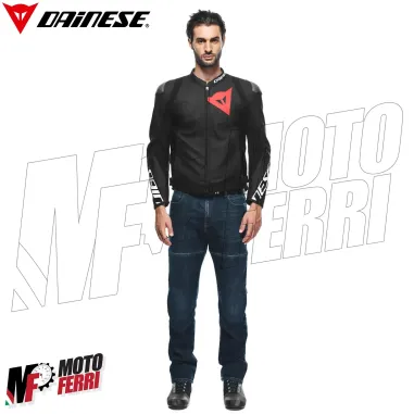 MF7812 Giacca Dainese in Pelle Moto Sportiva Leather Jacket Nero Logo Rosso