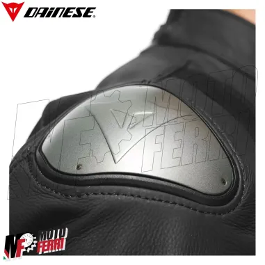 MF7812 Giacca Dainese in Pelle Moto Sportiva Leather Jacket Nero Logo Rosso