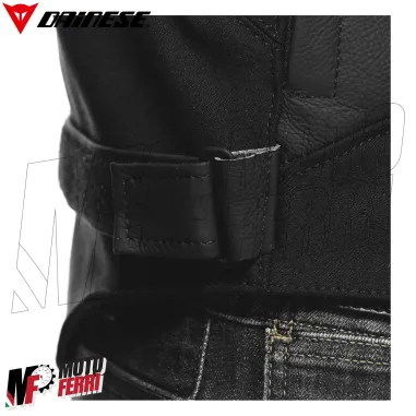 MF7812 Giacca Dainese in Pelle Moto Sportiva Leather Jacket Nero Logo Rosso