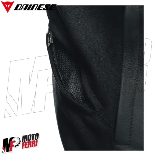 MF7812 Giacca Dainese in Pelle Moto Sportiva Leather Jacket Nero Logo Rosso