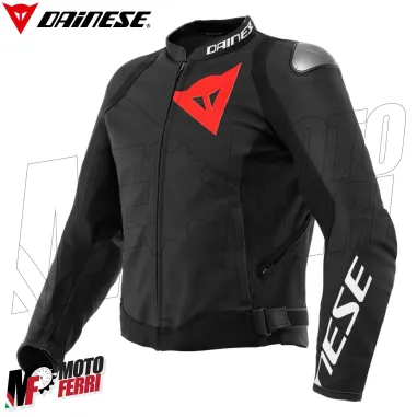 MF7812 Giacca Dainese in Pelle Moto Sportiva Leather Jacket Nero Logo Rosso