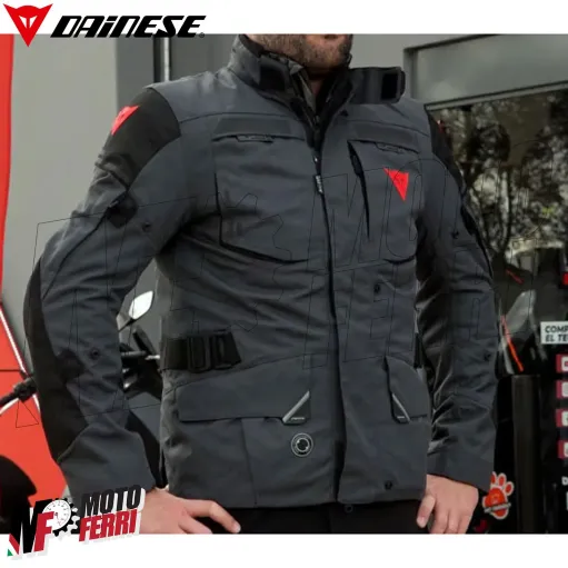 MF7813 Giacca Moto Dainese Splugen 3L D-Dry Black Touring 3 Strati Impermeabile