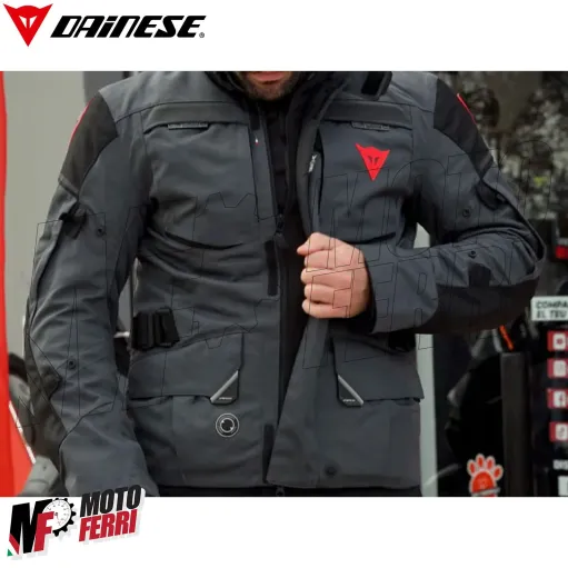 MF7813 Giacca Moto Dainese Splugen 3L D-Dry Black Touring 3 Strati Impermeabile