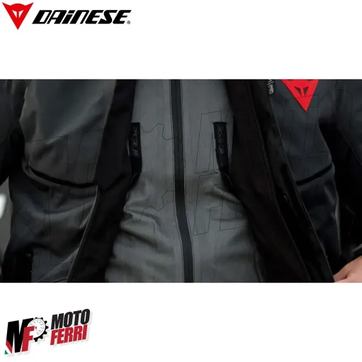 MF7813 Giacca Moto Dainese Splugen 3L D-Dry Black Touring 3 Strati Impermeabile