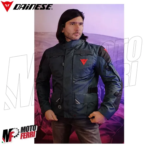 MF7813 Giacca Moto Dainese Splugen 3L D-Dry Black Touring 3 Strati Impermeabile