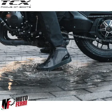MF6028 Scarpe Moto Scooter TCX Ikasu WP Black / Reflex Impermeabili