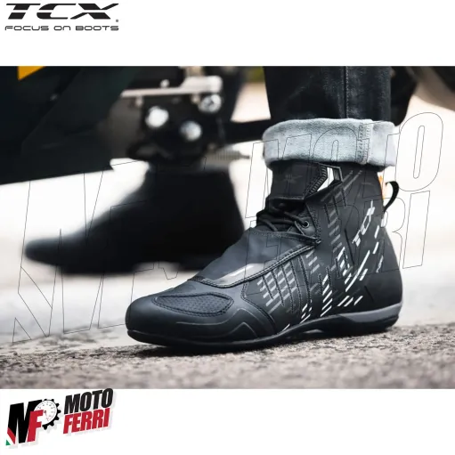 MF7820 Stivali Scarpe Moto Tecniche TCX R04D WP Impermeabili Nero / Bianco