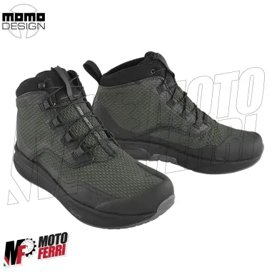 MF7822 Scarpe Moto Scooter Momo Design Firegun-3 WP Impermeabili Verde/Nero
