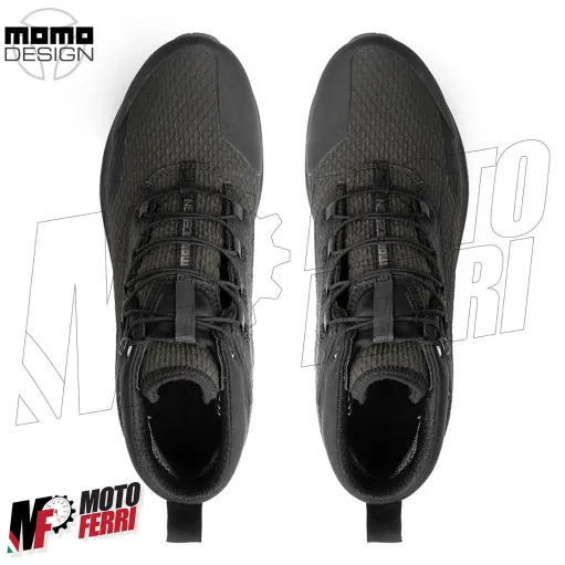 MF7822 Scarpe Moto Scooter Momo Design Firegun-3 WP Impermeabili Verde/Nero