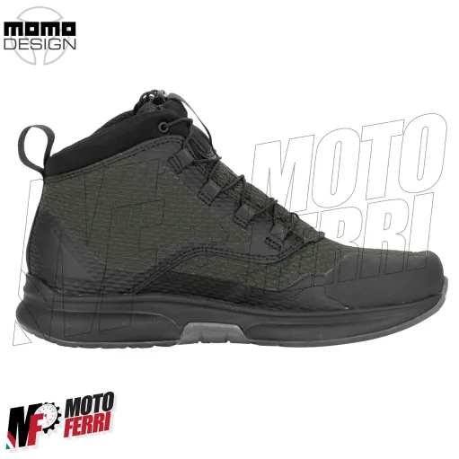MF7822 Scarpe Moto Scooter Momo Design Firegun-3 WP Impermeabili Verde/Nero