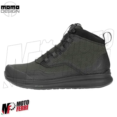 MF7822 Scarpe Moto Scooter Momo Design Firegun-3 WP Impermeabili Verde/Nero