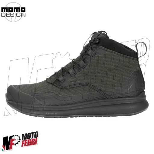 MF7822 Scarpe Moto Scooter Momo Design Firegun-3 WP Impermeabili Verde/Nero