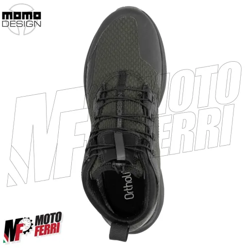 MF7822 Scarpe Moto Scooter Momo Design Firegun-3 WP Impermeabili Verde/Nero