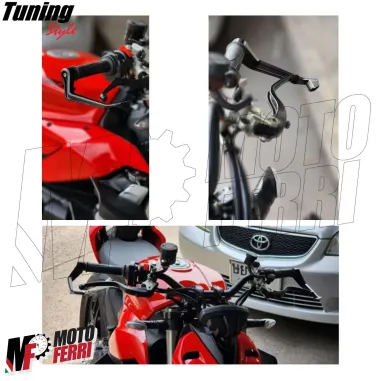 MF4531 Protezione Leva Freno Frizione Nero Universale Moto Scooter Alluminio CNC