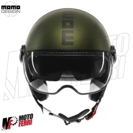 MF7826 Casco Jet Momo Design FGTR Evo Verde opaco / Nero Doppia Visiera 22.06 2