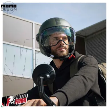 MF7826 Casco Jet Momo Design FGTR Evo Verde opaco / Nero Doppia Visiera 22.06