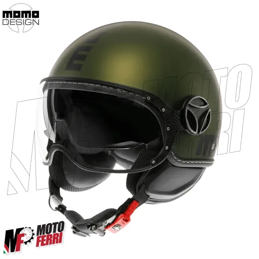 MF7826 Casco Jet Momo Design FGTR Evo Verde opaco / Nero Doppia Visiera 22.06