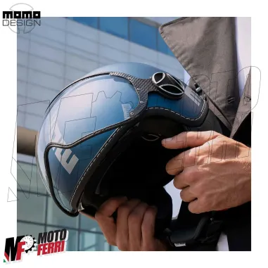 MF7828 Casco Jet Momo Design FGTR Evo Blu Avio Opaco - Doppia Visiera 22.06