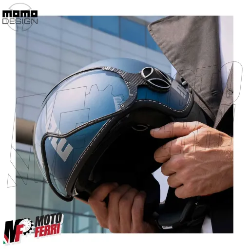 MF7828 Casco Jet Momo Design FGTR Evo Blu Avio Opaco - Doppia Visiera 22.06
