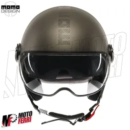 MF7830 Casco Jet Momo Design FGTR Evo Bronzo Opaco / Pietra Doppia Visiera 22.06 2