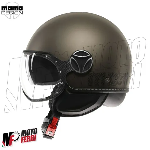 MF7830 Casco Jet Momo Design FGTR Evo Bronzo Opaco / Pietra Doppia Visiera 22.06