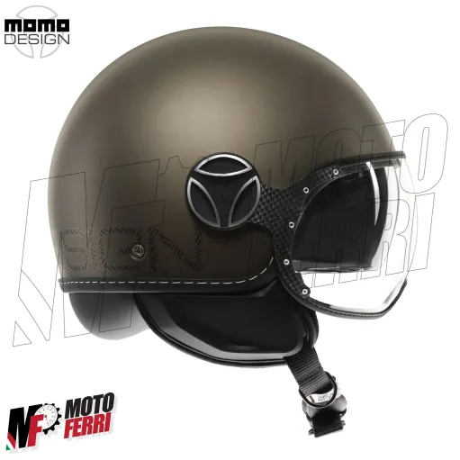 MF7830 Casco Jet Momo Design FGTR Evo Bronzo Opaco / Pietra Doppia Visiera 22.06