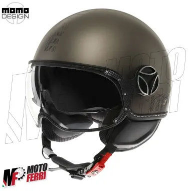 MF7830 Casco Jet Momo Design FGTR Evo Bronzo Opaco / Pietra Doppia Visiera 22.06