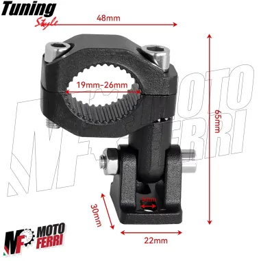 MF7857 Supporto Morsetto Faretti Fari Supplementari Moto per Tubolare 19 / 26 mm