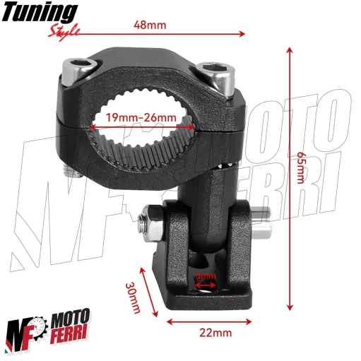 MF7857 Supporto Morsetto Faretti Fari Supplementari Moto per Tubolare 19 / 26 mm
