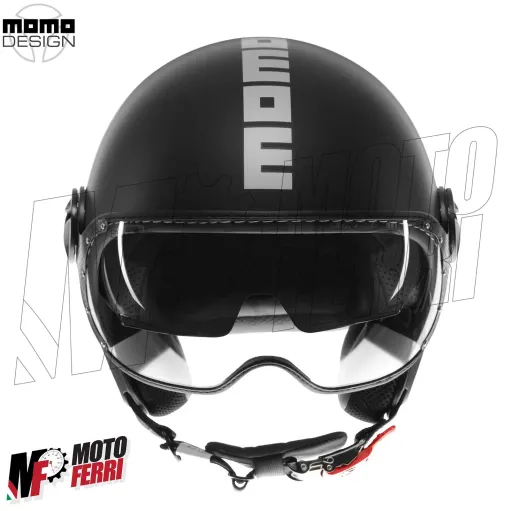 MF7868 Casco Jet Momo Design FGTR Evo Nero opaco / Silver Doppia Visiera 22.06