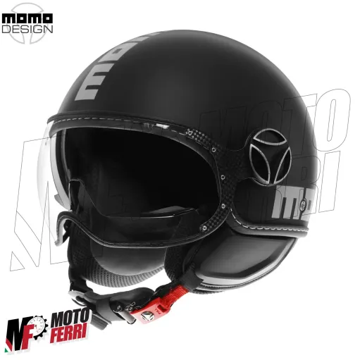 MF7868 Casco Jet Momo Design FGTR Evo Nero opaco / Silver Doppia Visiera 22.06