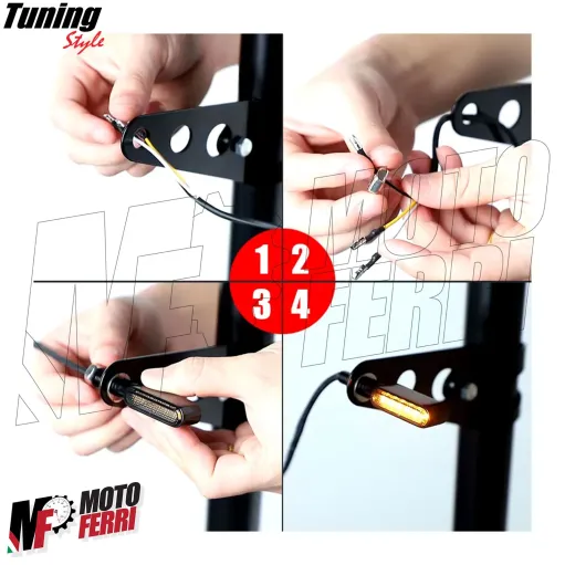 MF7889 Frecce Led Sequenziali + Luce Posizione Rosso CNC Universali Moto Scooter