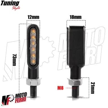 MF7889 Frecce Led Sequenziali + Luce Posizione Rosso CNC Universali Moto Scooter