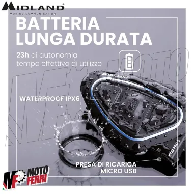 Interfono Midland Moto Bluetooth BTX2 Pro S LR Twin Coppia Doppio Moto