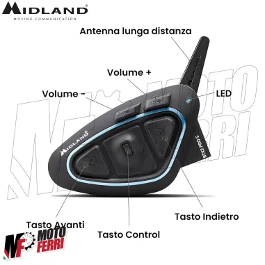 Interfono Midland Moto Bluetooth BTX2 Pro S LR Twin Coppia Doppio Moto